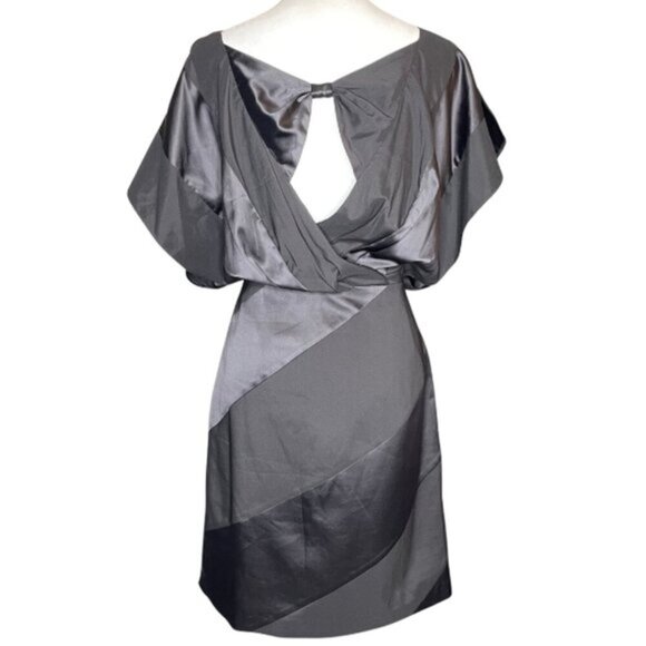 Jessica Simpson Women's Satin Detail Modern Short Sleeve A-Line Dress Black Sz10 - Picture 2 of 7
